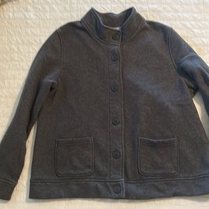 Women’s Laura Scott Button-up Jacket/sweatshirt, Petite Large, Grey